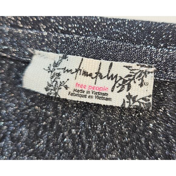 Free people size LG sheer shimmery black layering top long sleeve see through - Picture 4 of 7